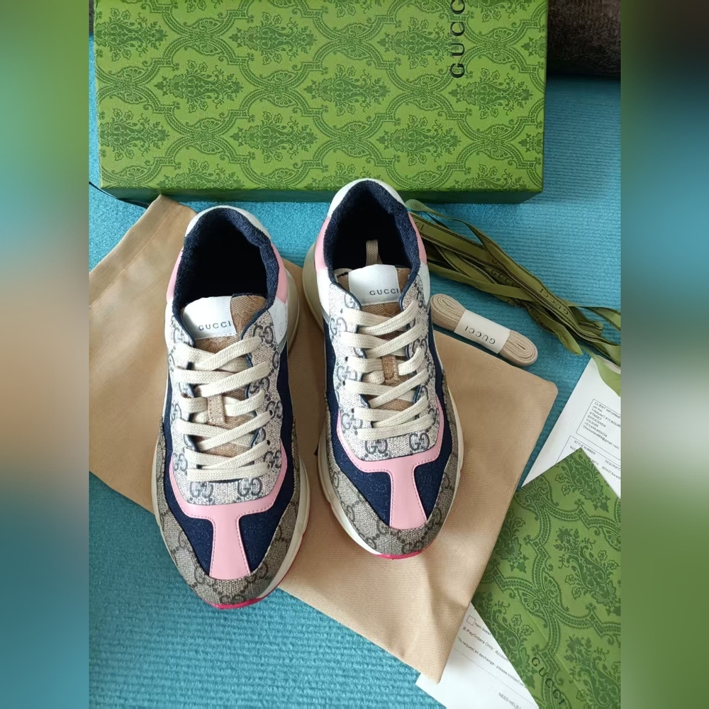 Gucci Navy and Pink Sneakers